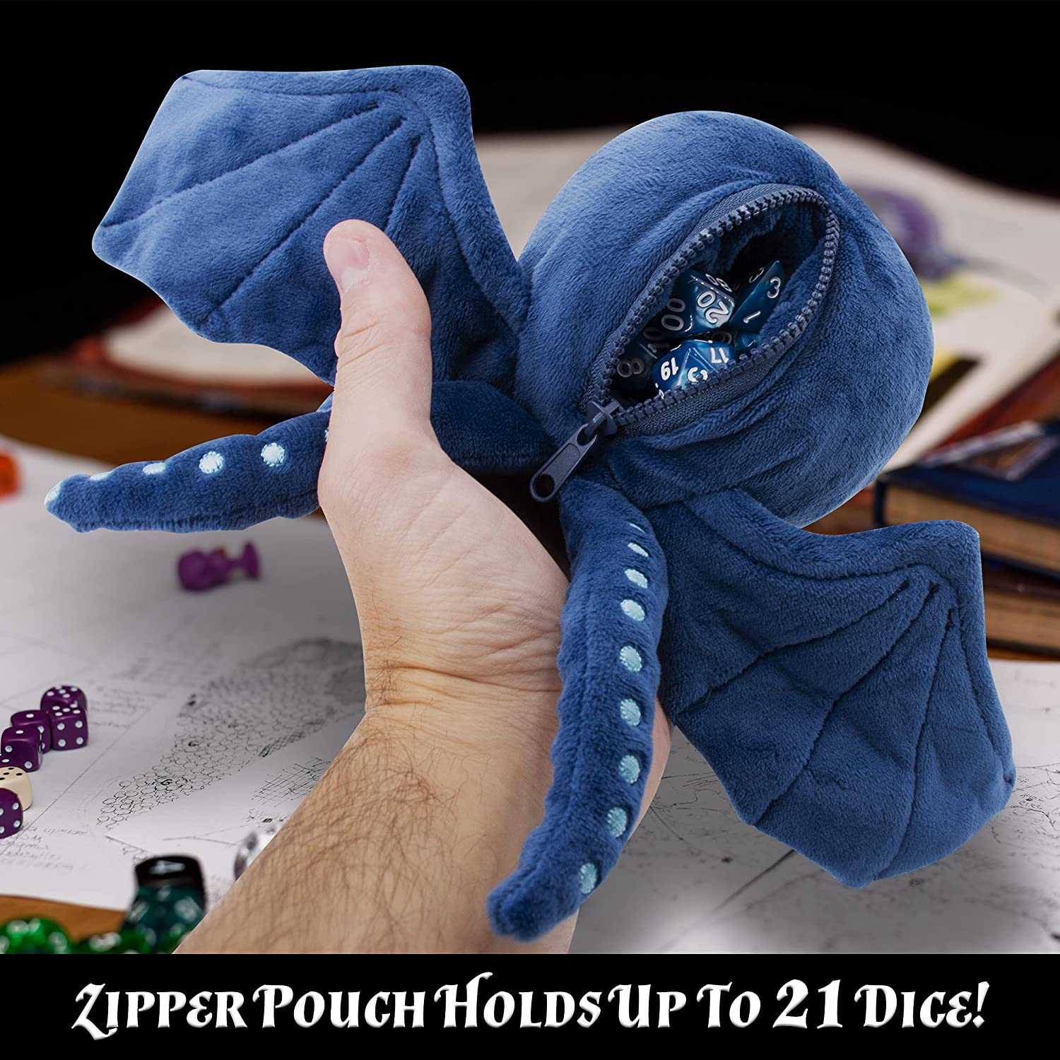 CASEMATIX Soft Dice Case & Dice Holder with 7 RPG Dice & 9.5