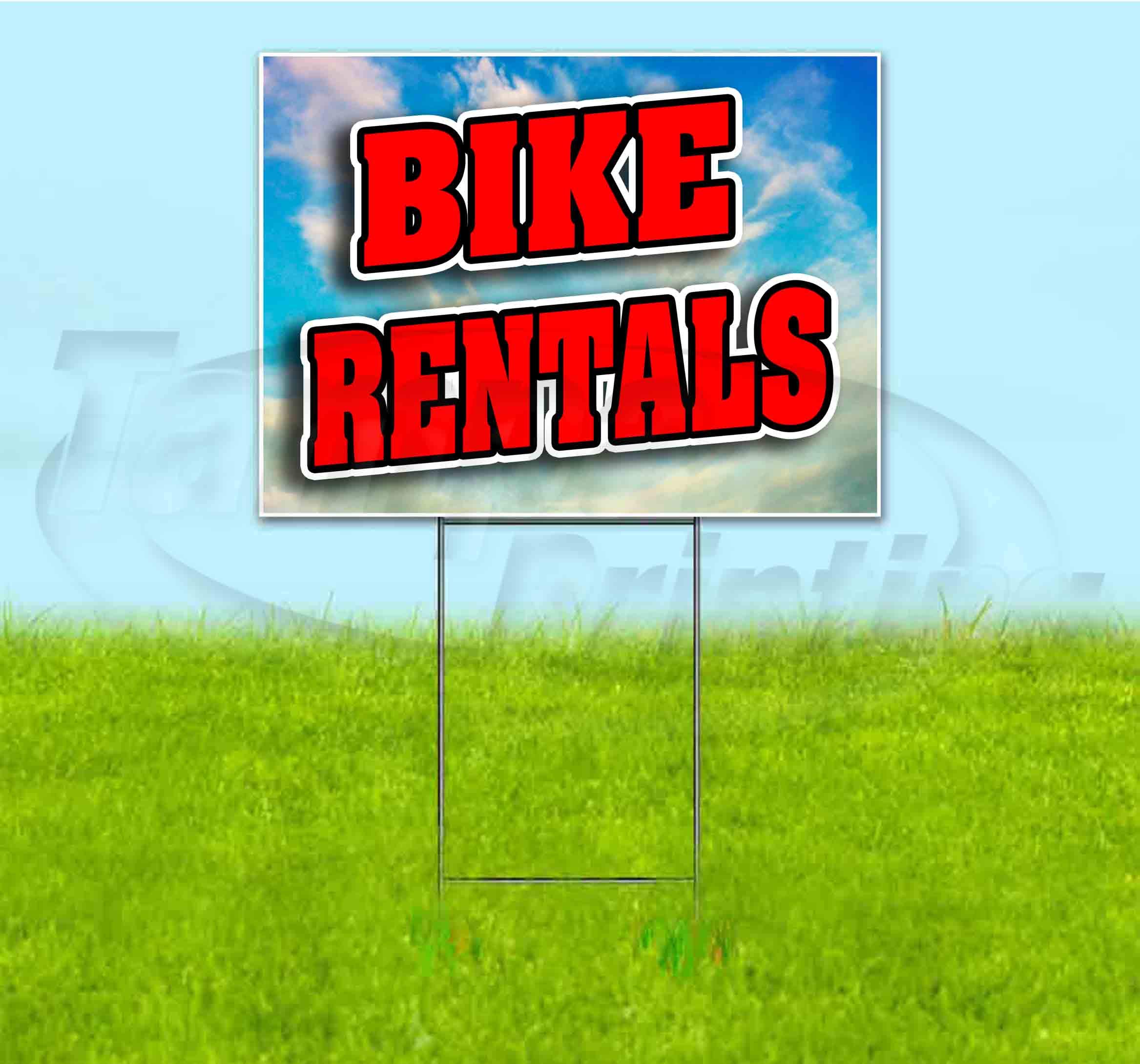 18x24 Inch Bicycle Rental Yard Sign with Metal Step Stake - Bulk Discounts & Multi-Pack Options for Advertising, Events, and Business Promotion