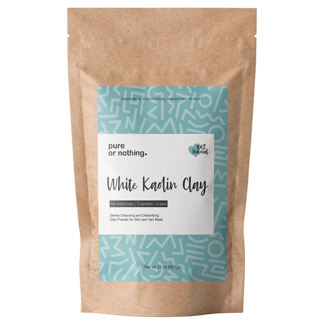 Premium Kaolin White Clay Powder 2 lb | 100% Pure Natural Cosmetic Grade | Luxury Skincare for Face Masks, Soap Making, Bath Bombs | Gentle Sulfate-Free | USA Sourced & Packed | DIY Beauty, Spa Treatments, Homemade Cosmetics & Detoxifying Skin Care