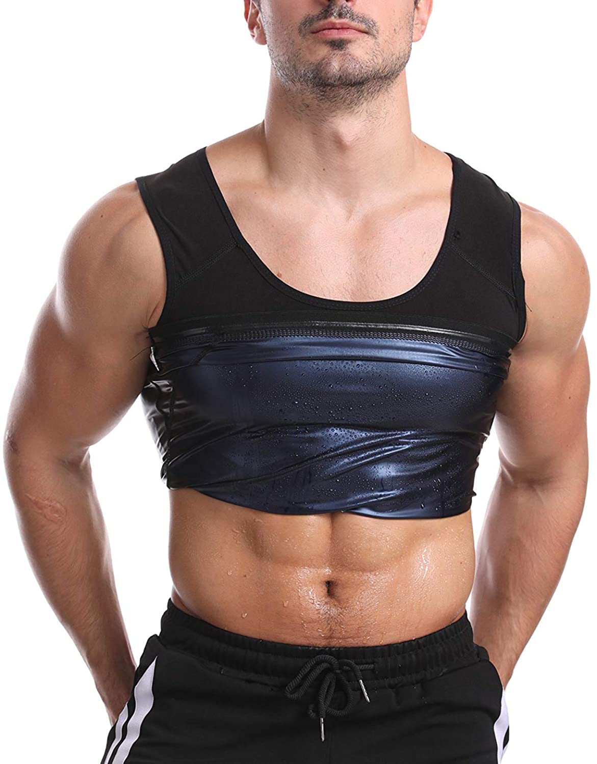 Bakerdani Men's Slimming Sauna Vest - Hot Sweat Workout Tank Top for Weight Loss & Body Shaping - Ideal for Gym, Running, and Fitness Training