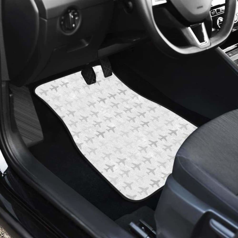 Airplane Print Car Mats - Non-Slip Front & Back Floor Mats for Cars - Perfect for Aviation Enthusiasts & Travel Lovers