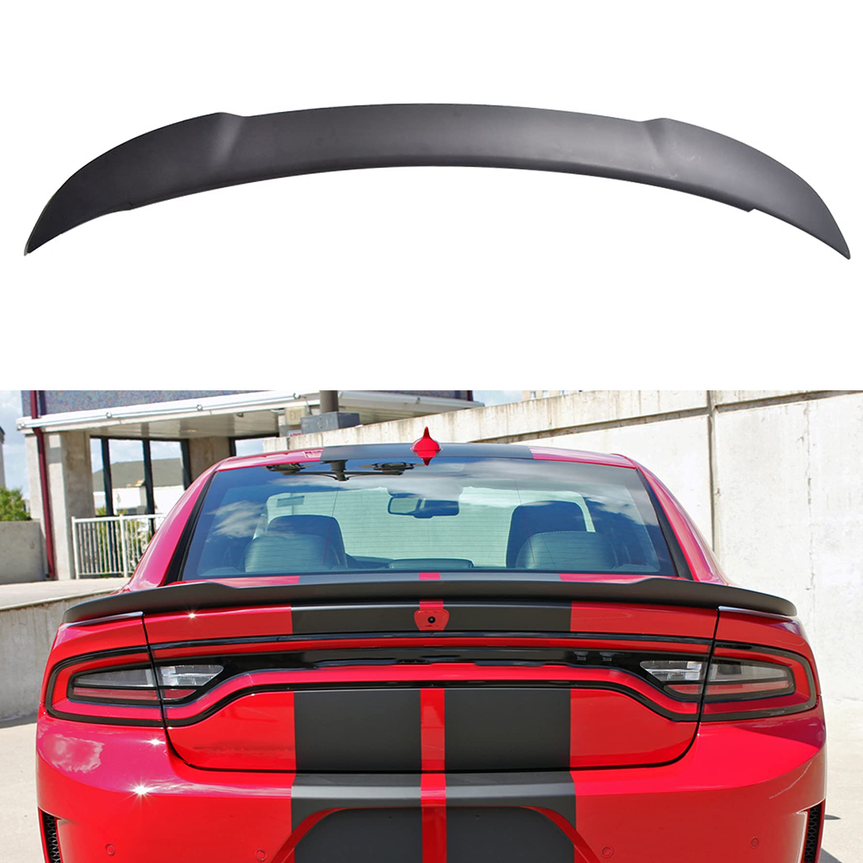 2011-2018 Dodge Charger Hellcat Style Matte Black Rear Trunk Spoiler Wing Replacement - High Gloss Finish, Easy Installation - Perfect for Car Enthusiasts & Street Racing Upgrades