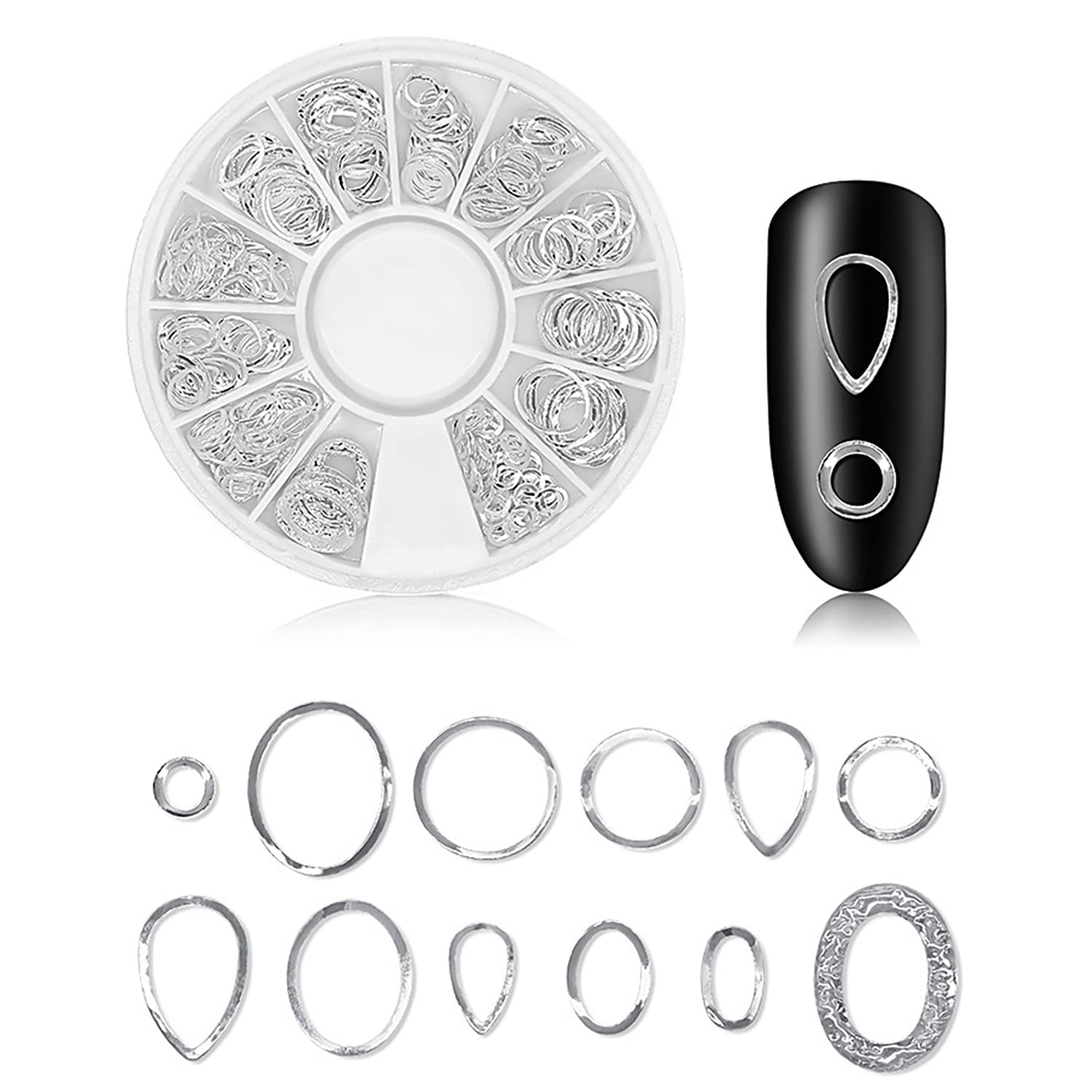 DANNEASY 3D Nail Charms - Silver Metal Nail Art Studs & Jewelry for Acrylic Nails, DIY Nail Decoration Kit (6 Boxes) - Perfect for Manicures, Nail Art Designs & Craft Projects