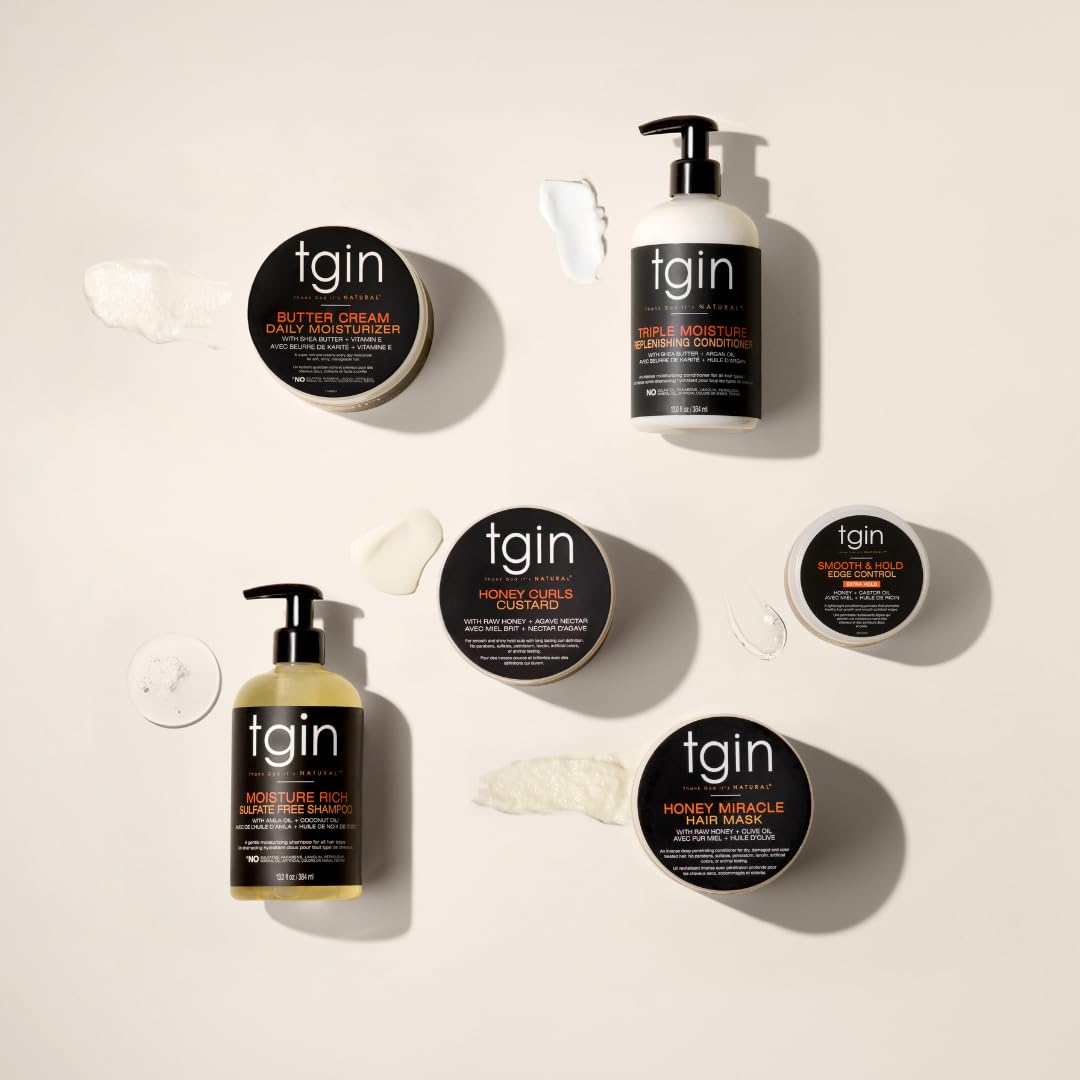 tgin Moisturizing Shampoo & Conditioner Set for Curly, Coily, Wavy Hair - Sulfate Free, Hydrating, Detangling - 13 oz Duo - Perfect for Dry Hair Care & Natural Hair Routine