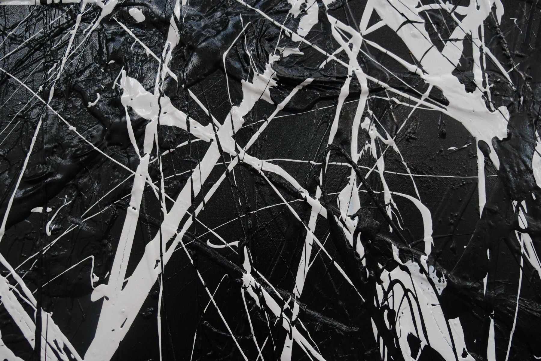 Brain Scatter 240cm x 120cm Black White Textured Abstract Canvas Art - Modern Wall Decor for Living Room, Bedroom & Office