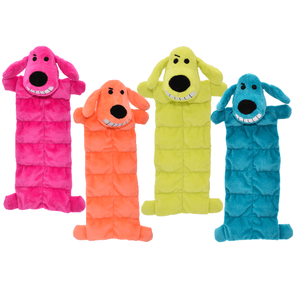 Multipet Loofa Dog Chew Toy with Squeaker - Assorted Colors for Small & Medium Dogs - Perfect for Playtime, Training & Teething Relief