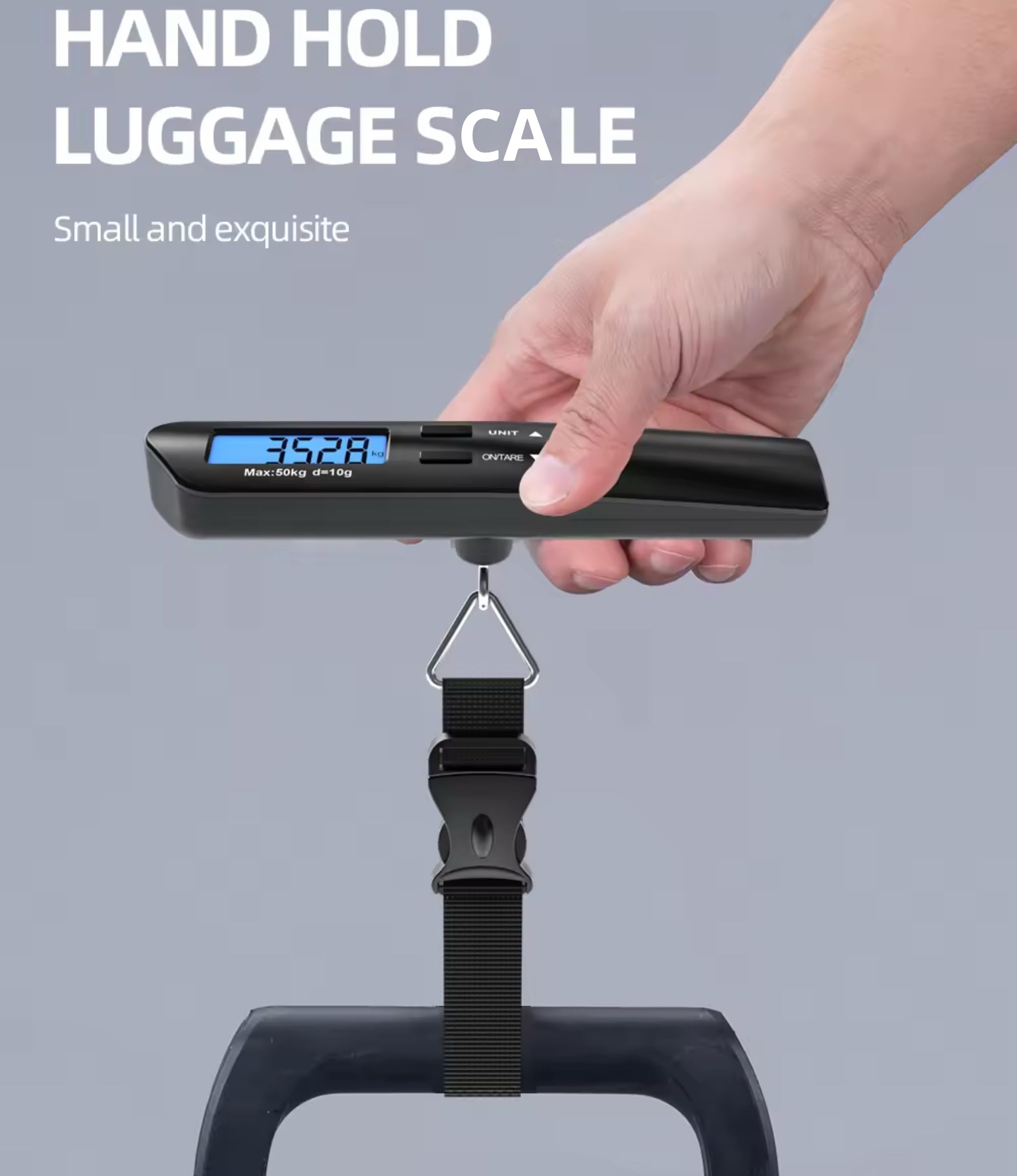 Digital Luggage Scale with HD LCD Display - 110 lb/50 kg Capacity for Heavy Baggage - Portable Travel Weight Scale for Suitcases (Battery Included, Black) - Perfect for Air Travel, Cruise Trips & Vacation Packing