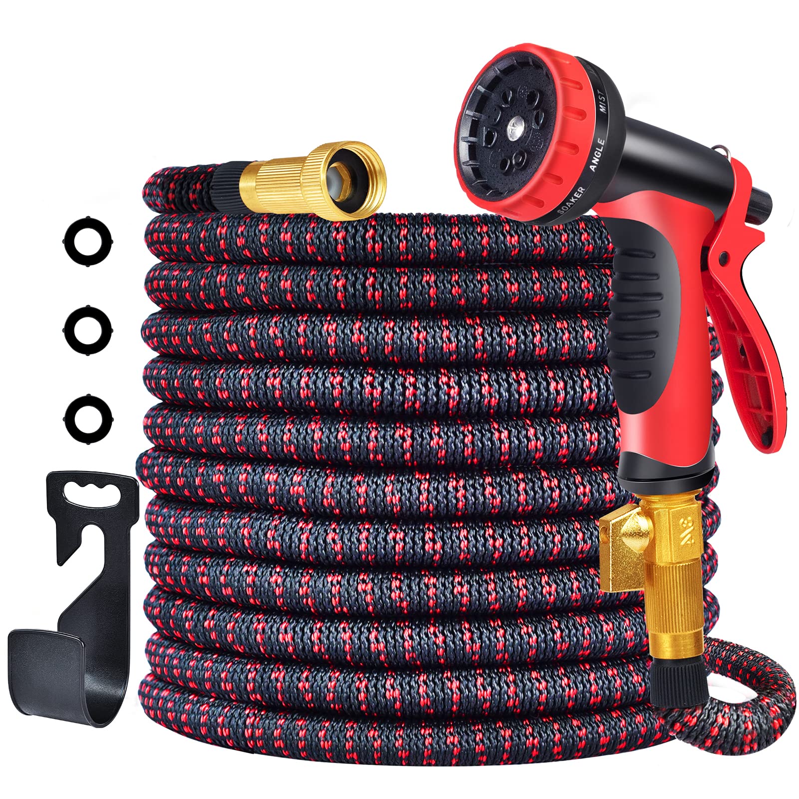 50ft Expandable Garden Hose - Lightweight & Flexible with 10 Spray Patterns, 3/4