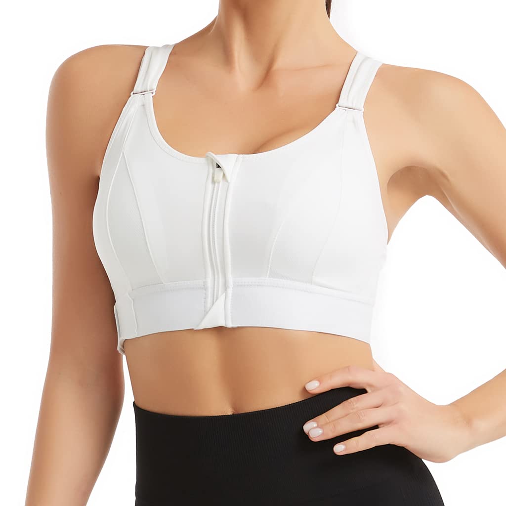 Teursa Adjustable Wireless Supportive Sports Bra - Zip Front, Crossback Design with Padded Cups for Women | Perfect for Yoga, Running & Gym Workouts