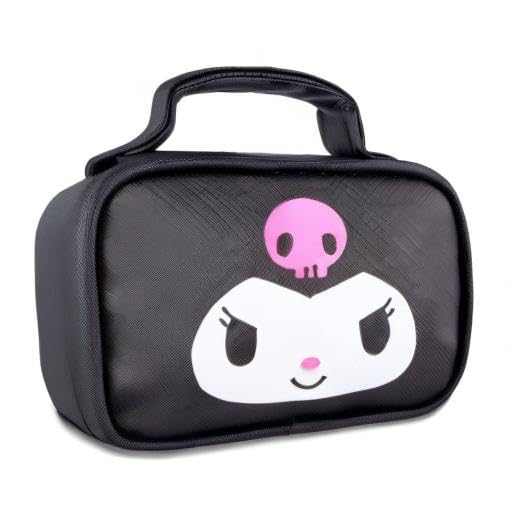 Kuromi Anime Makeup Bag - Waterproof Faux Leather Travel Cosmetic Case with Handle, Portable Zipper Pouch for Women & Girls | Perfect for Travel, Gym, School & Daily Use