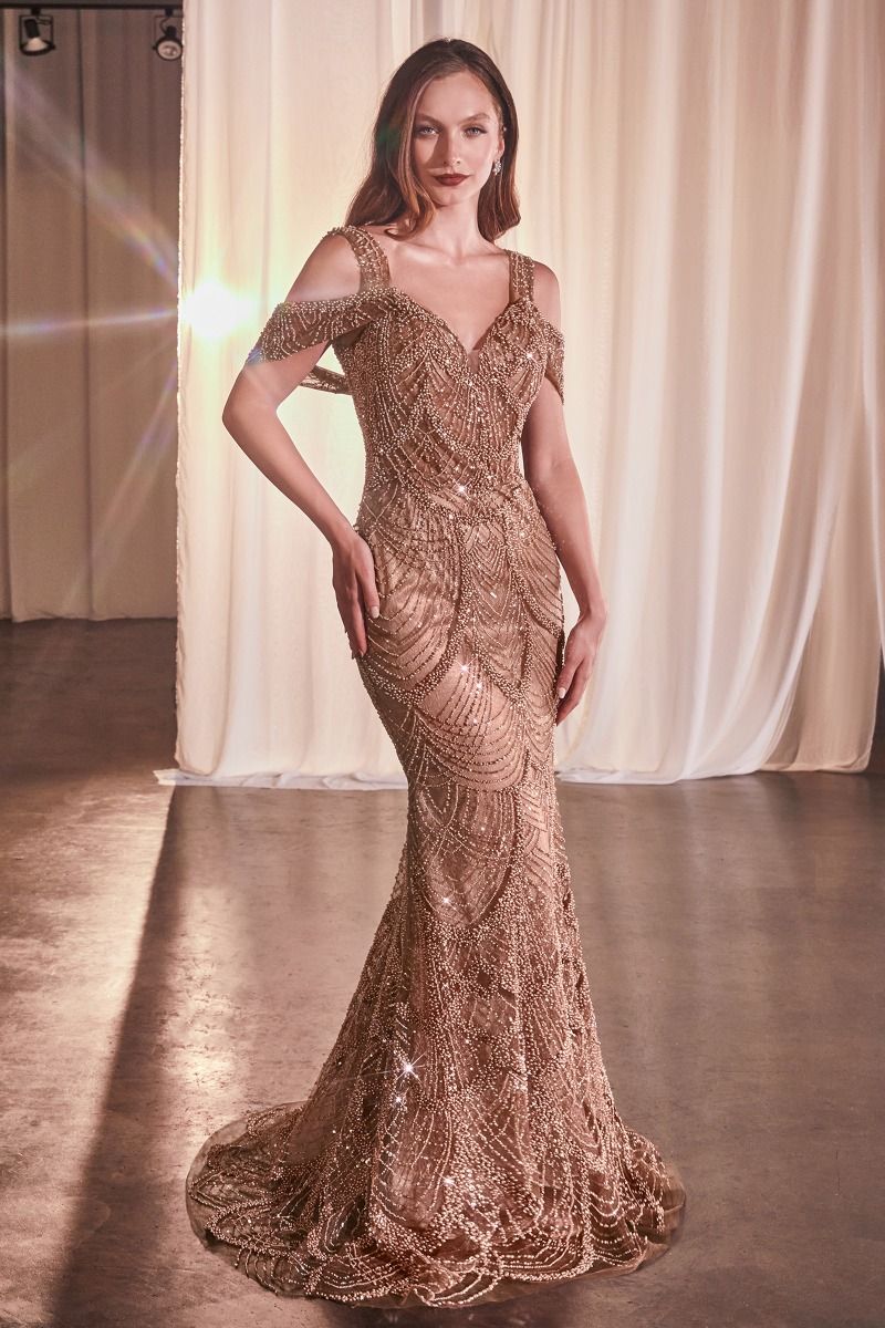 Edmone Fully Embellished Fit & Flare Gown - Ladivine CC4020 | Elegant Evening Dress for Prom, Wedding & Special Occasions