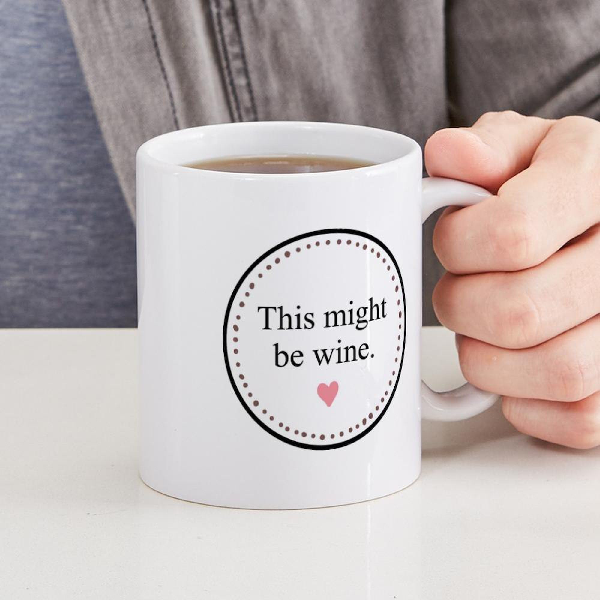11 oz (325 ml) Ceramic Coffee Mug - This Might Be Wine Funny Design - Perfect for Tea, Hot Chocolate & Office Gifts