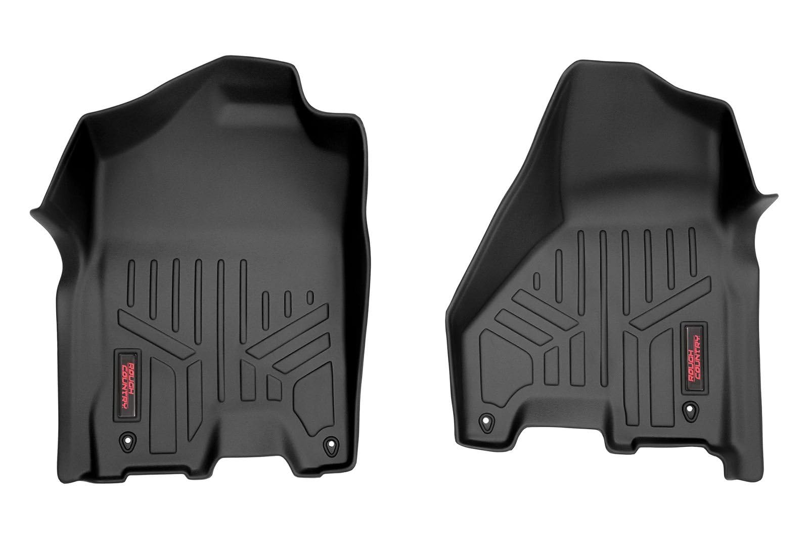 Rough Country All Weather Front Floor Mats for Dodge Ram 1500 Crew/Mega-Cab (2012-2018) - Non-Slip Waterproof Flexible Car Mats - Perfect for Off-Roading, Winter Protection & Daily Commuting