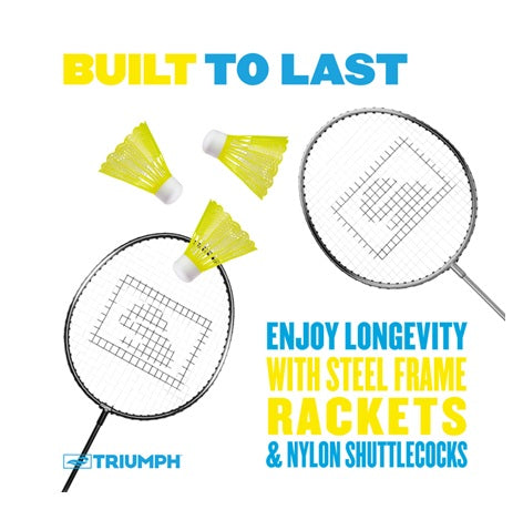 Badminton Set for 4 Players - Complete Racket, Shuttlecock & Net Kit for Outdoor/Indoor Sports, Backyard Games & Family Fun