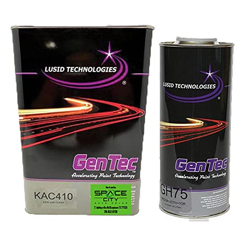 GenTec KAC 410 Premium High Gloss 2K Automotive Clear Coat Paint Kit - 1 Gallon with GH75 Medium Hardener (1 Quart) | Professional Car Paint Protection for Auto Body, Motorcycle & Truck Restoration