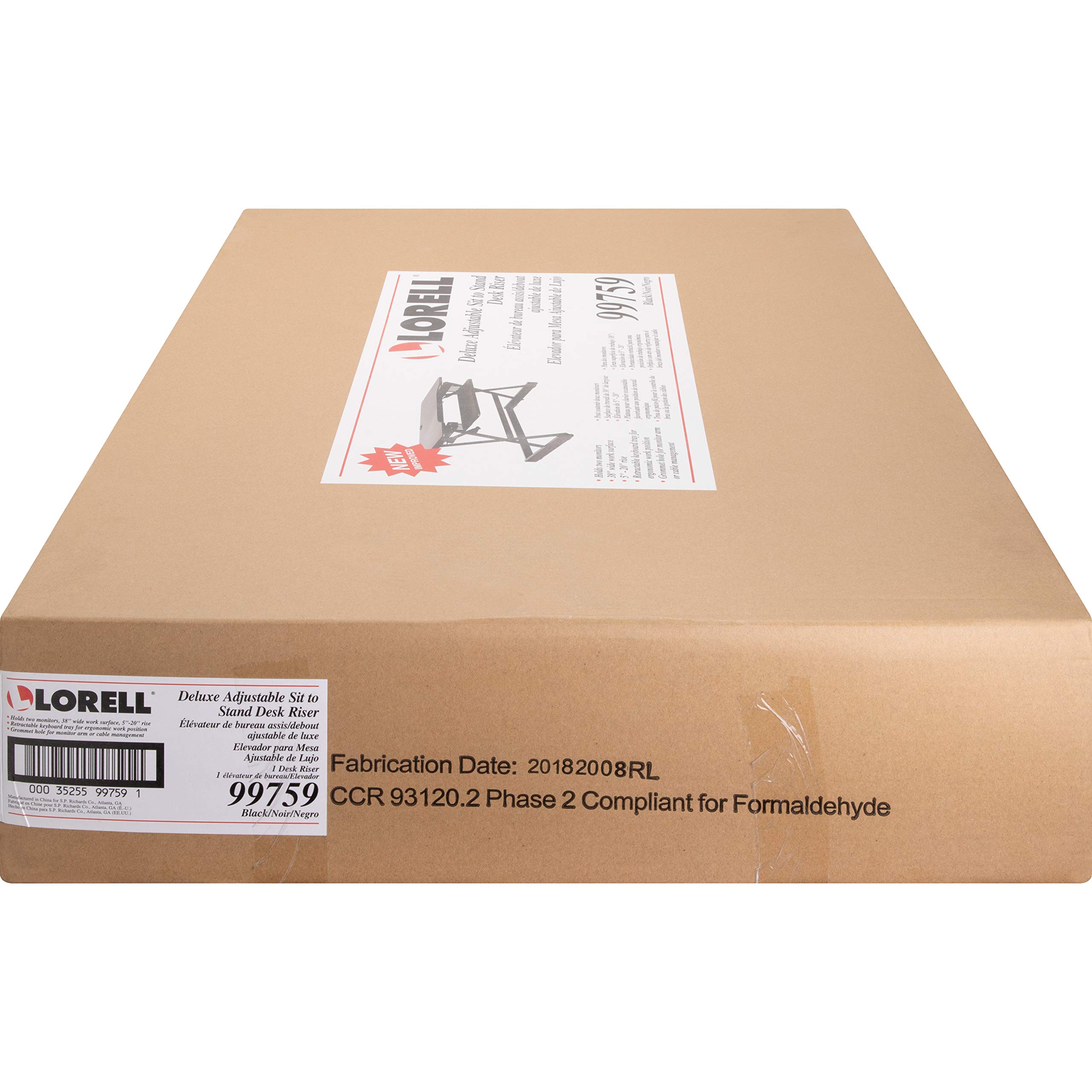 Lorell Deluxe Adjustable Standing Desk Riser - Black, 20