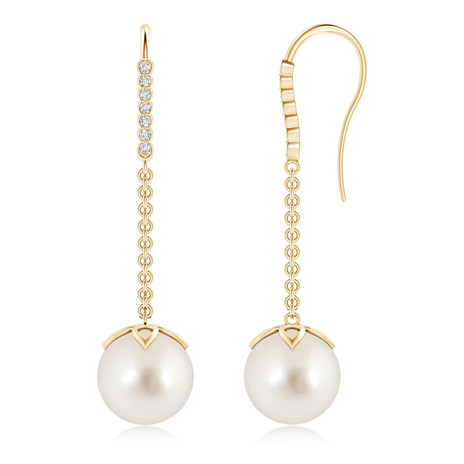 ANGARA Natural South Sea Cultured Pearl Drop Earrings for Women - Sterling Silver & 14K Solid Gold Jewelry | June Birthstone Gift for Her | Elegant Wedding, Anniversary & Birthday Present | Perfect for Formal Events, Office Wear & Special Occasions