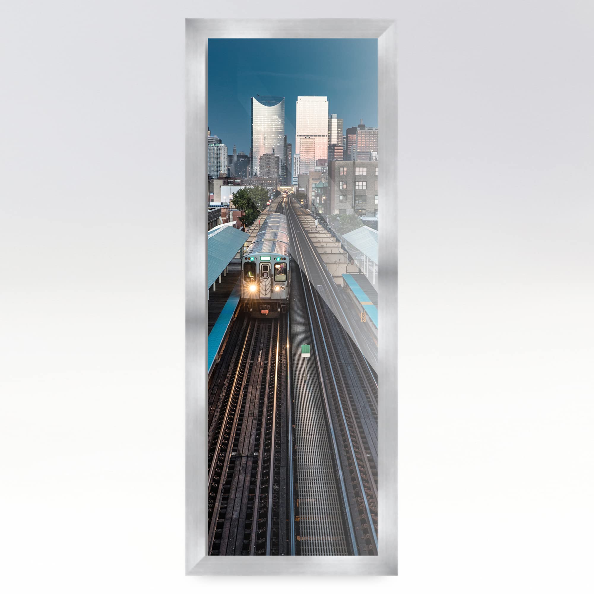 18x36 Silver Acier Wide Picture Frame - Wooden Photo Frame with UV Acrylic, Foam Board Backing & Hanging Hardware - Perfect for Wall Decor, Home Office, Gallery Displays & Wedding Photos