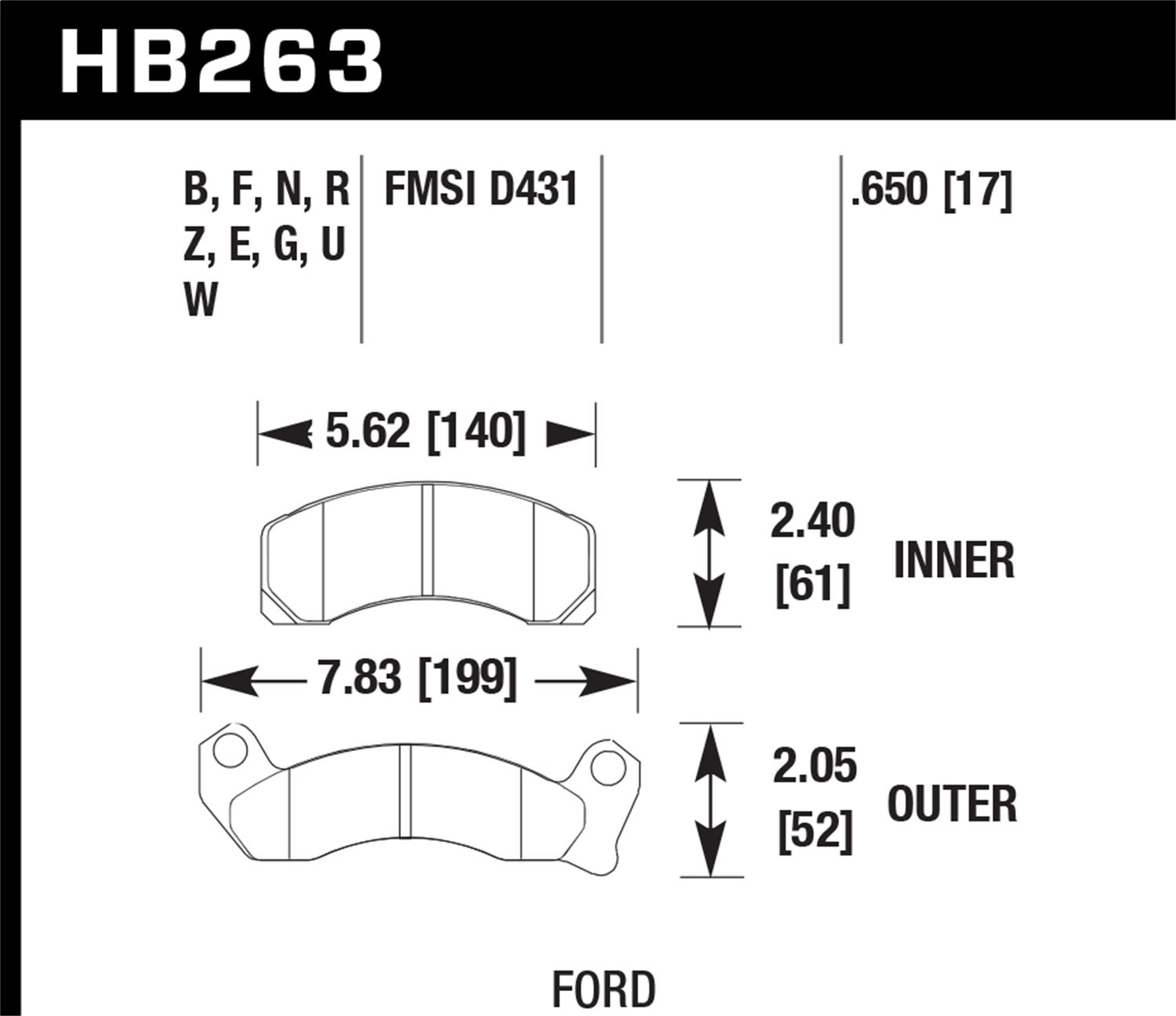 HB263F.650 HPS Performance Street Brake Pads - High Performance Braking for Sports Cars & Daily Driving | Perfect for Track Days, Commuting & Aggressive Street Use