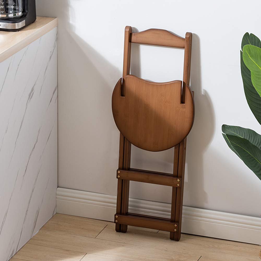 Solid Wood Folding Bar Stools with Backrest & Footrest - Counter Height Kitchen Stools for Breakfast Nook, Dining Room & Home Bar - Brown Wooden Stools for Compact Spaces