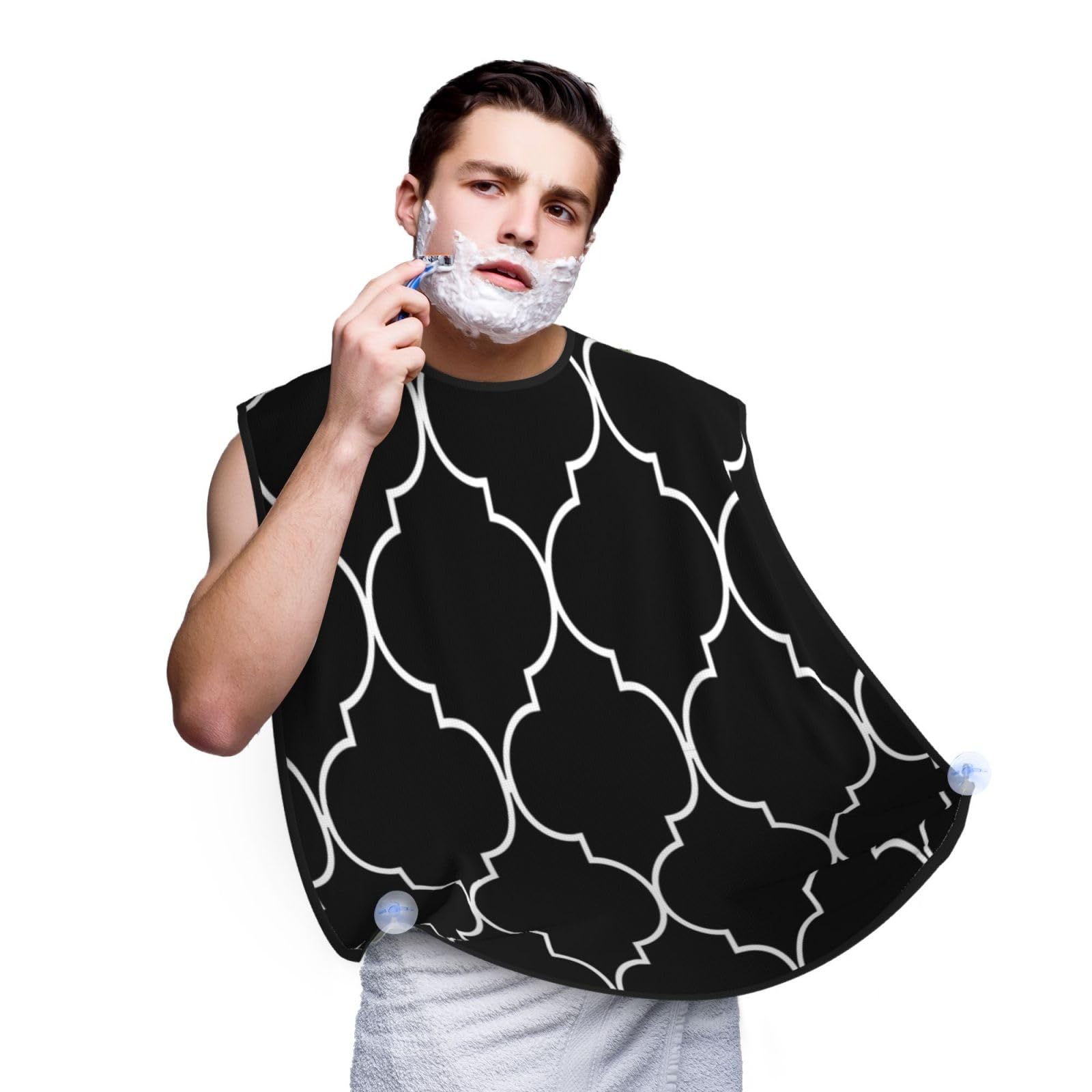 Minimalist Beard Bib - Non-Stick Shaving Apron with 2 Suction Cups for Men | Hair Catcher for Clean Shaving & Grooming | Perfect for Home Barbers & DIY Beard Trimming