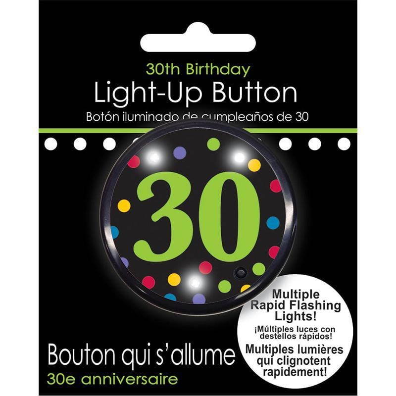 30th Anniversary Flashing Button - LED Light Up Pin for Celebrations, Parties & Events - Perfect for Birthdays, Weddings & Special Occasions