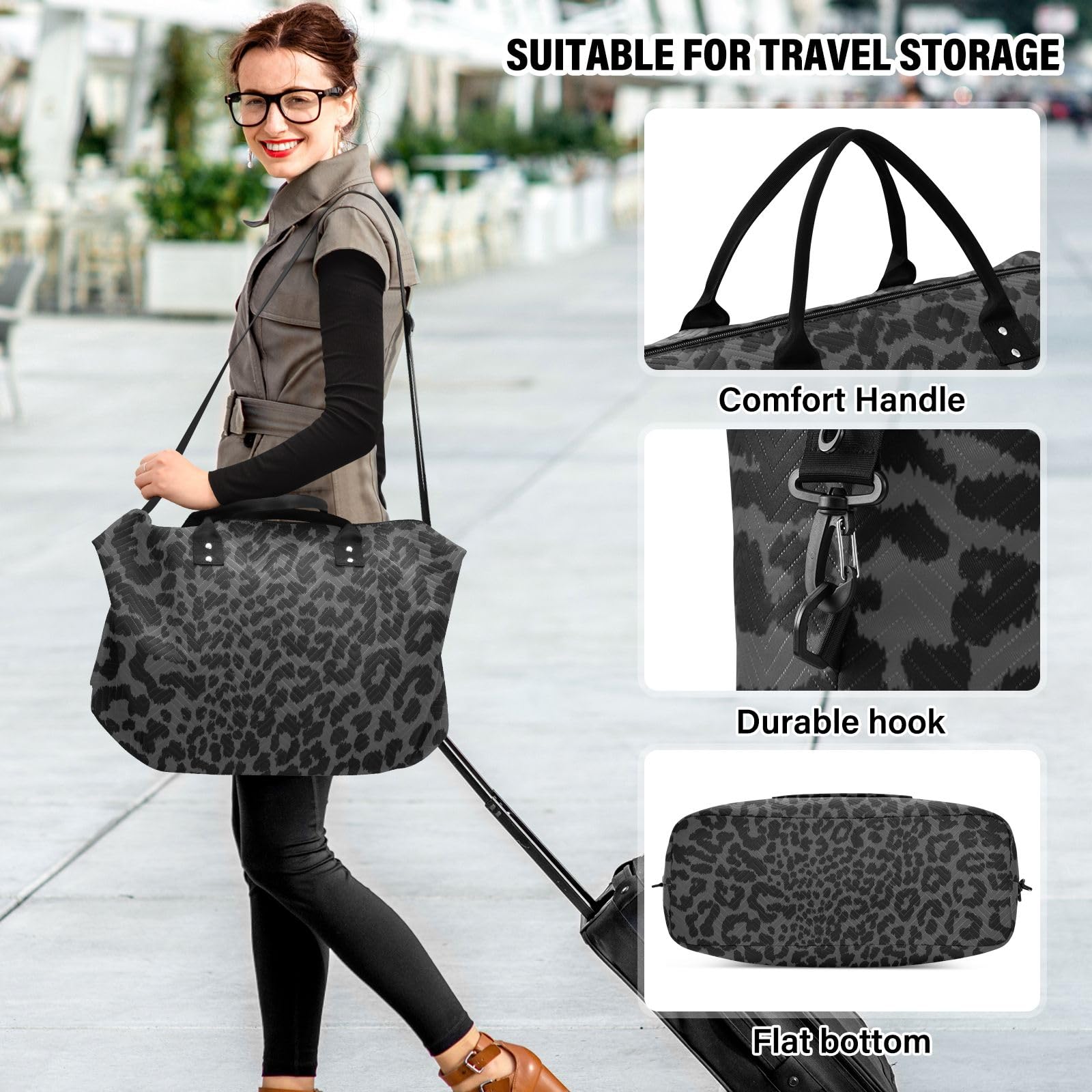 Large Travel Duffel Bag - Waterproof Sports Tote & Gym Bag for Women & Men - Golden Bee Queen Crown Pattern Carry On Luggage - Perfect for Weekend Trips, Workouts & Overnight Travel
