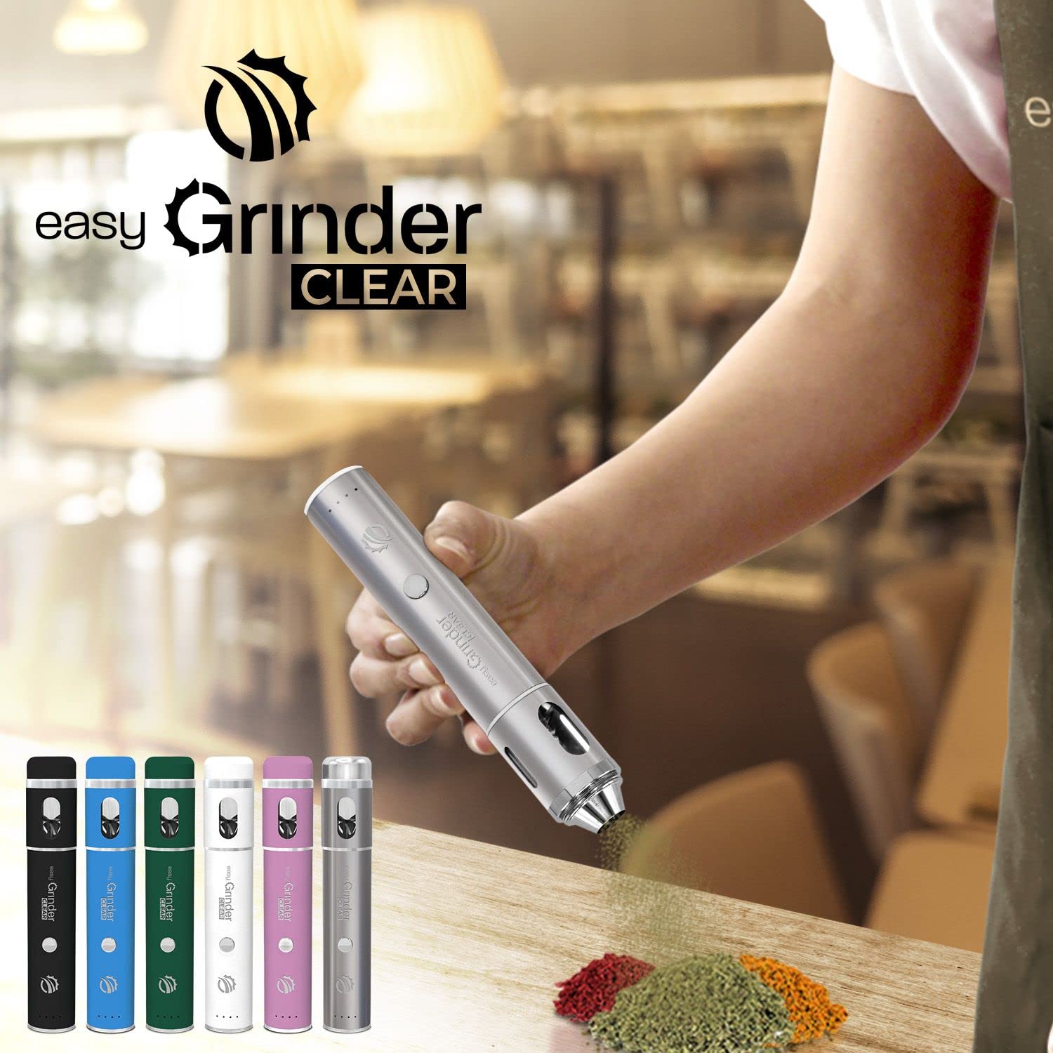 Premium Clear Glass Electric Herb Grinder with Stainless Steel Blades & Pollen Catcher - Perfect for Coffee, Spices, and Herbs - Ideal for Home Kitchens, Coffee Shops, and Baking Enthusiasts