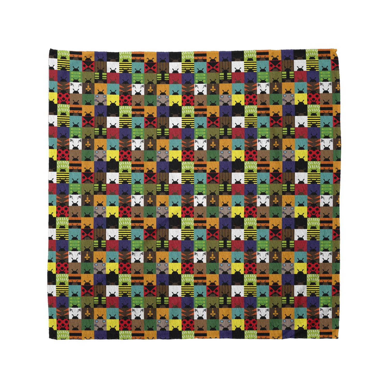 Ambesonne Colorful Bandana with Beetles Square Art - Unisex Head & Neck Scarf for Men & Women - Perfect for Outdoor Activities, Music Festivals & Fashion Accessories