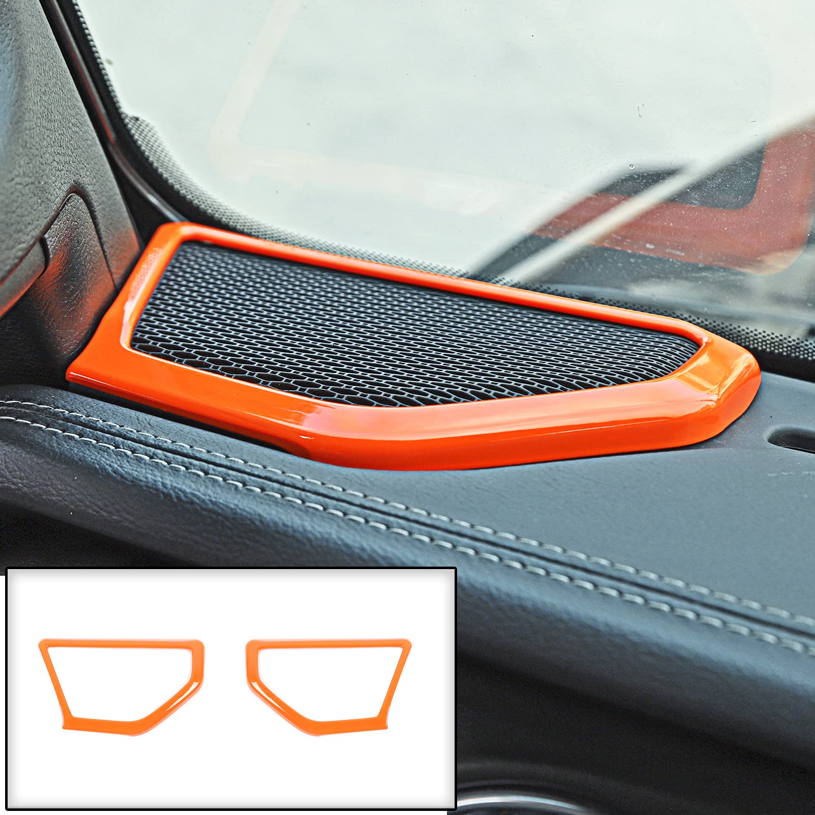 Premium A-Pillar Speaker Cover Trim - Interior Accessories for 2018-2024 Jeep Wrangler JL/JLU & Gladiator JT (Orange) - Enhances Car Audio & Interior Style