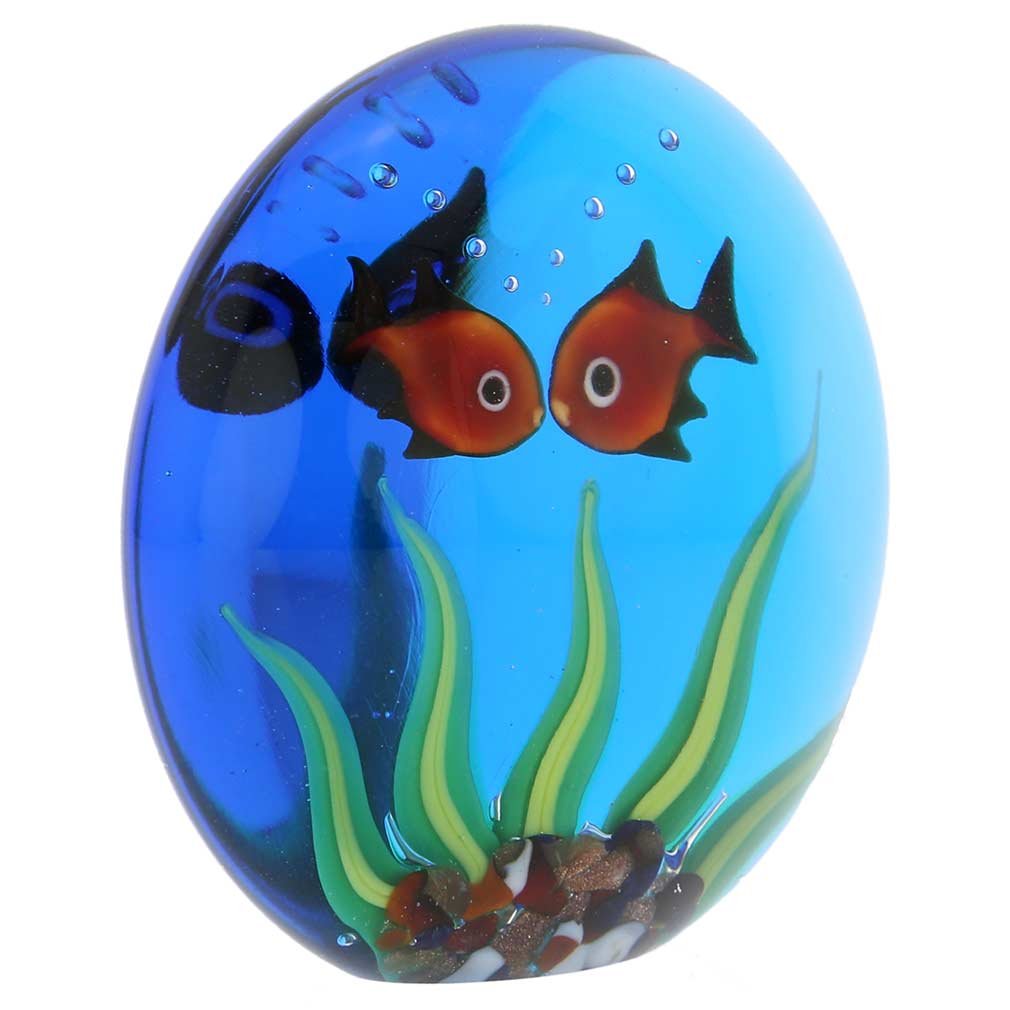 Authentic Murano Glass Aquarium with Goldfish - Handmade in Venice, Italy | Perfect for Home Décor, Office Desk & Gift Ideas