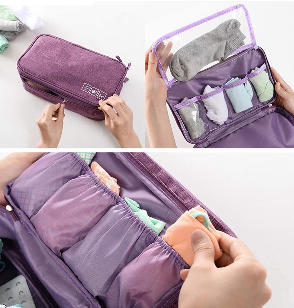 Waterproof Portable Underwear & Bra Storage Bag - Multi-Layer Travel Organizer Packing Cube for Women | Perfect for Gym, Business Trips & Vacation Luggage Organization