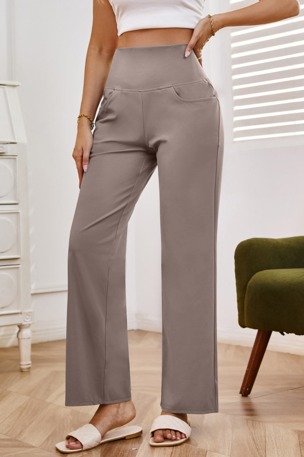 High Waist Wide Leg Pants for Women with Pockets - Comfortable Stretchy Trousers for Work, Office & Casual Wear | Plus Size Available