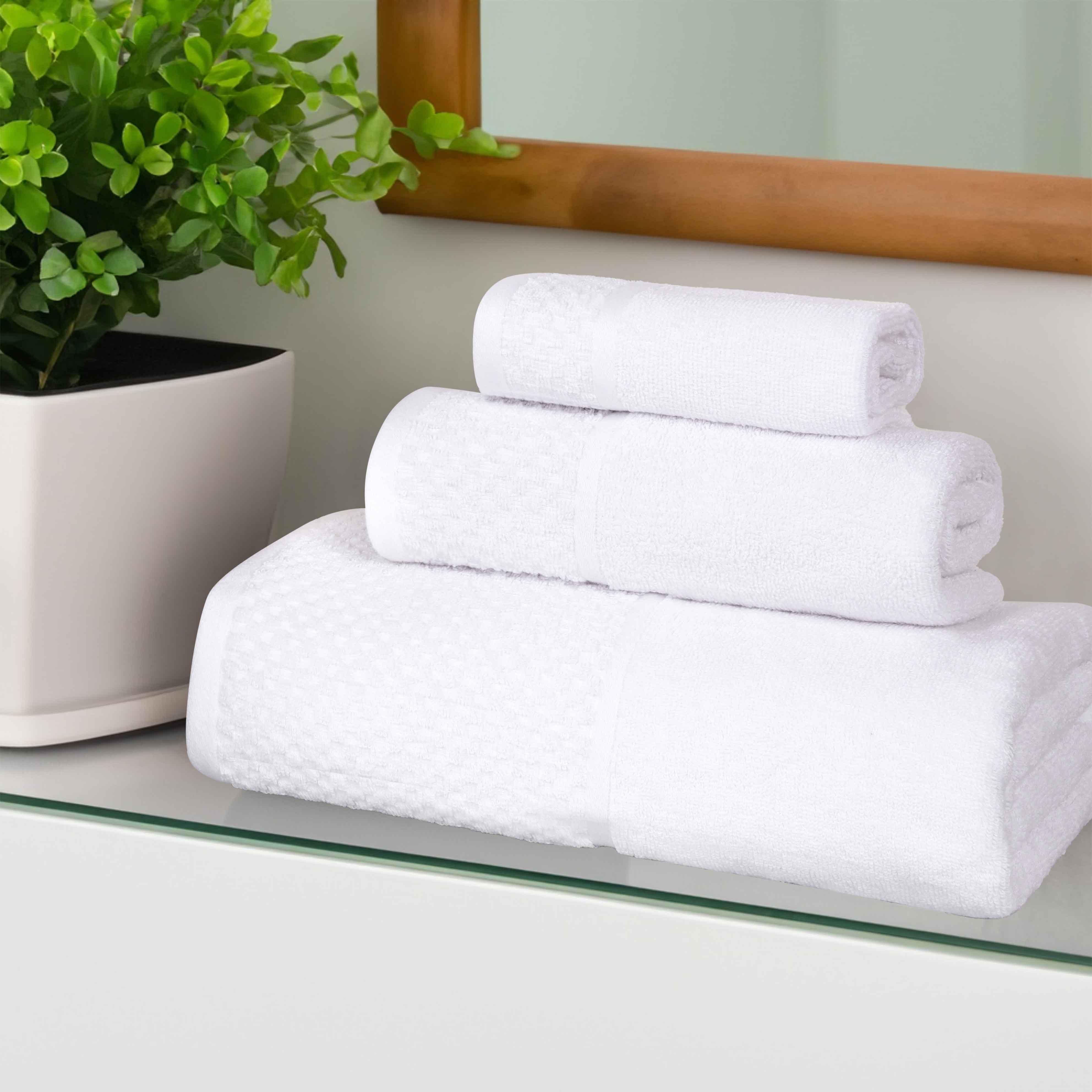 Premium Cotton Plush Soft Absorbent Jacquard 3-Piece Towel Set - Ultra Soft Bath, Beach & Spa Towels for Luxury Home & Travel Use