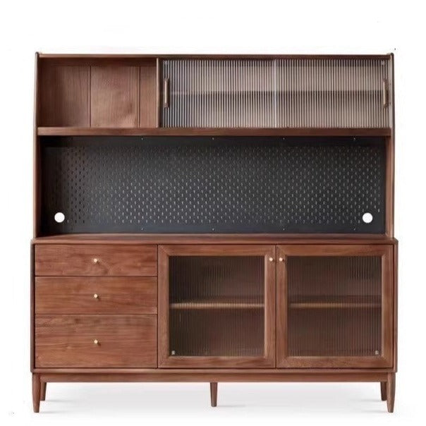 Solid Black Walnut Wood Sideboard Buffet Cabinet - Elegant Dining Room Storage for China, Linens & Entertaining Essentials