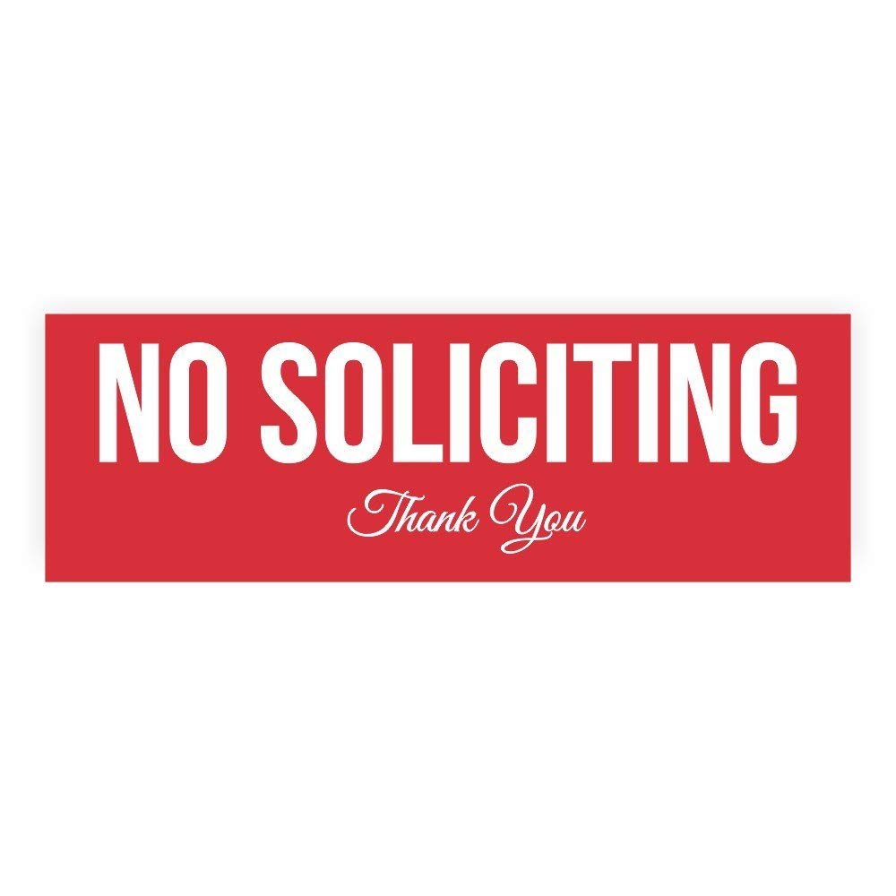 High-Quality 'No Soliciting' Cursive Sign in Red - Small Size for Home, Office, or Business Door Decor