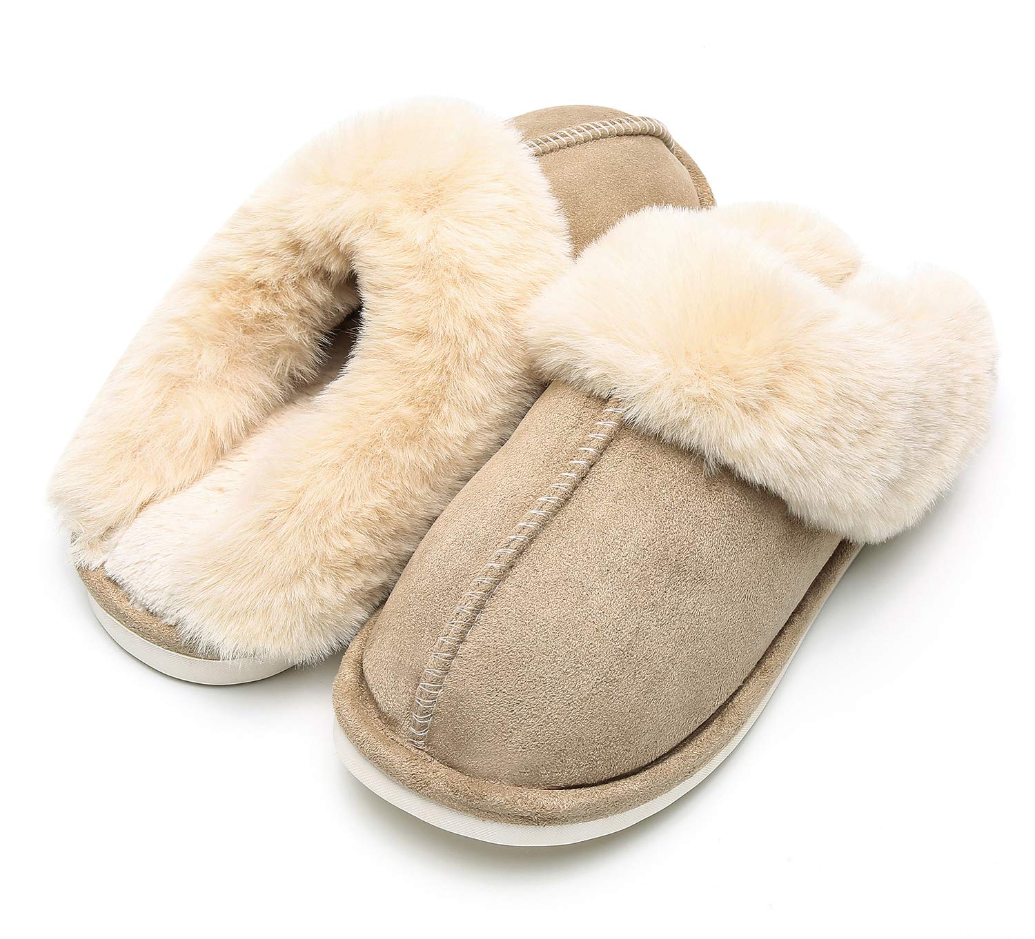 Epsion Women's Winter Warm Slippers - Cozy Faux Fur Fluffy House Shoes with Suede Plush Lining & Anti-Skid Sole for Indoor/Outdoor Use - Perfect for Home, Office, and Travel Comfort