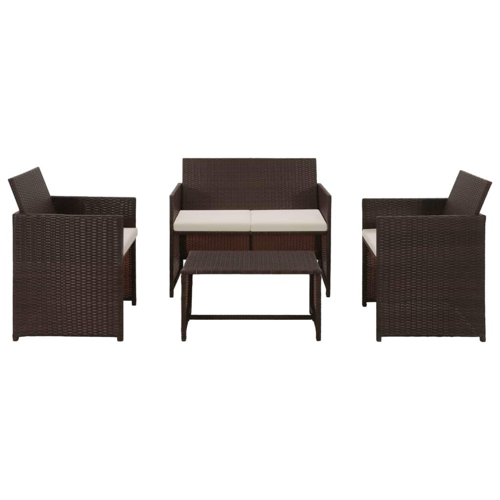 FAMIROSA 4-Piece Outdoor Patio Furniture Set - Brown Wicker Garden Lounge Chairs with Cushions for Backyard, Poolside & Balcony Relaxation