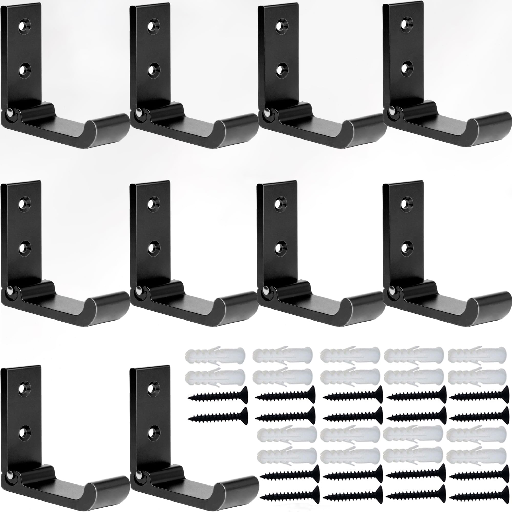 10PCS Heavy Duty Aluminum Alloy Folding Coat Hooks - Rustproof Wall Mounted Hangers with Screws for Keys, Towel, Hat, Bags - Perfect for Entryway, Bathroom, Closet & Garage Organization