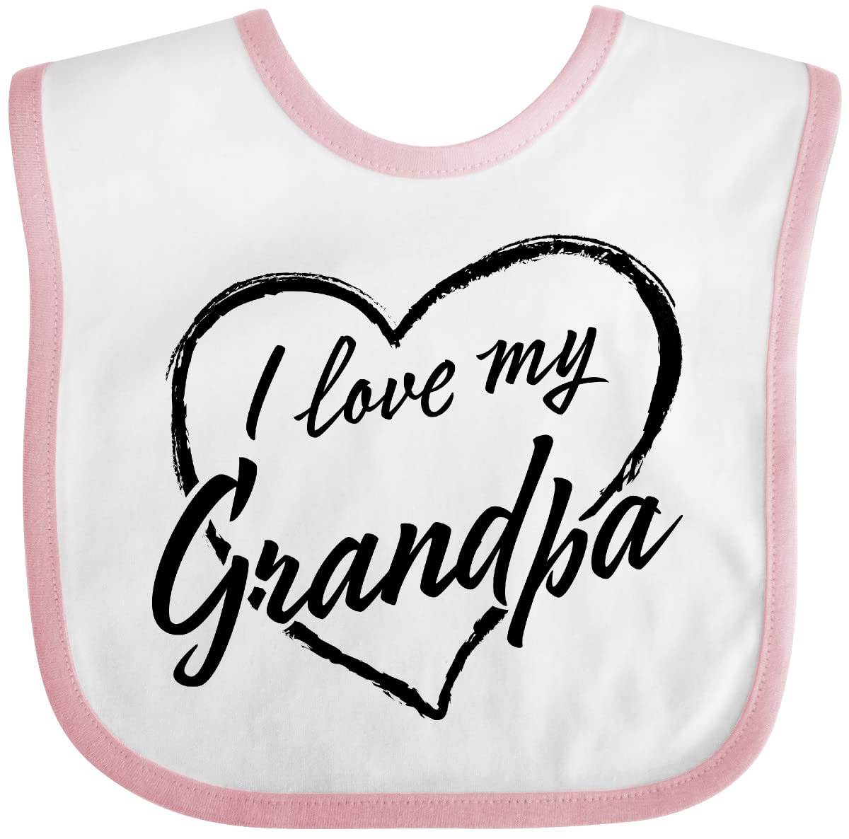 Inktastic I Love My Grandpa Black Chalk Heart Baby Bib - Cute & Soft for Infants, Perfect for Feeding Time & Photo Shoots