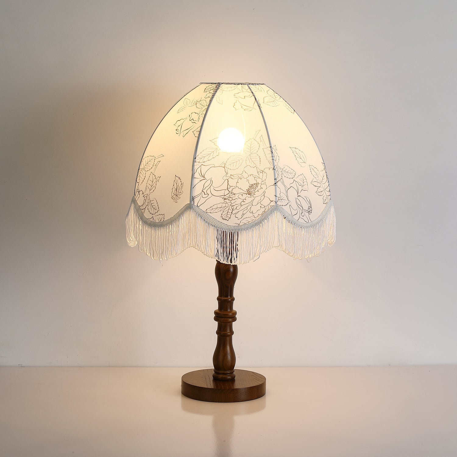 Stylish Printed Tassel Table Lamp - Elegant Home Decor for Bedroom, Living Room & Office - Perfect Nightstand Lighting for Cozy Ambience