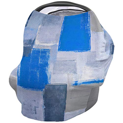 Abstract Art Car Seat Covers for Boys & Girls - Infant Car Canopy, Nursing Cover, Shopping Cart & Stroller Protector - Light Blue Geometric Texture (Perfect for Travel, Baby Care & Shopping Trips)