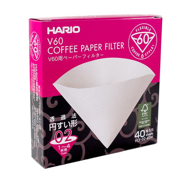 Hario V60 02 White Coffee Filters - 40 Count Unbleached Paper Filters for Pour Over Drip Coffee - Perfect for Home Brewing, Specialty Coffee Shops & Barista Use