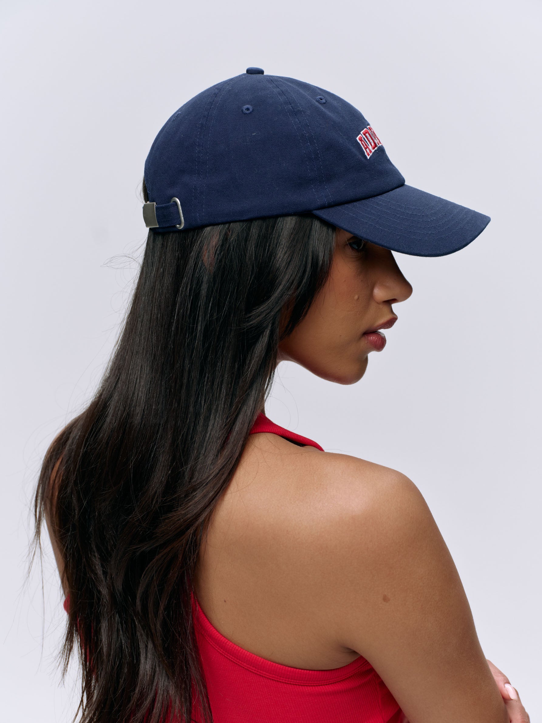 Custom Embroidered Varsity Cap - Navy Blue & Red Adjustable Snapback Hat for Men & Women - Perfect for Sports, Casual Wear & Outdoor Activities