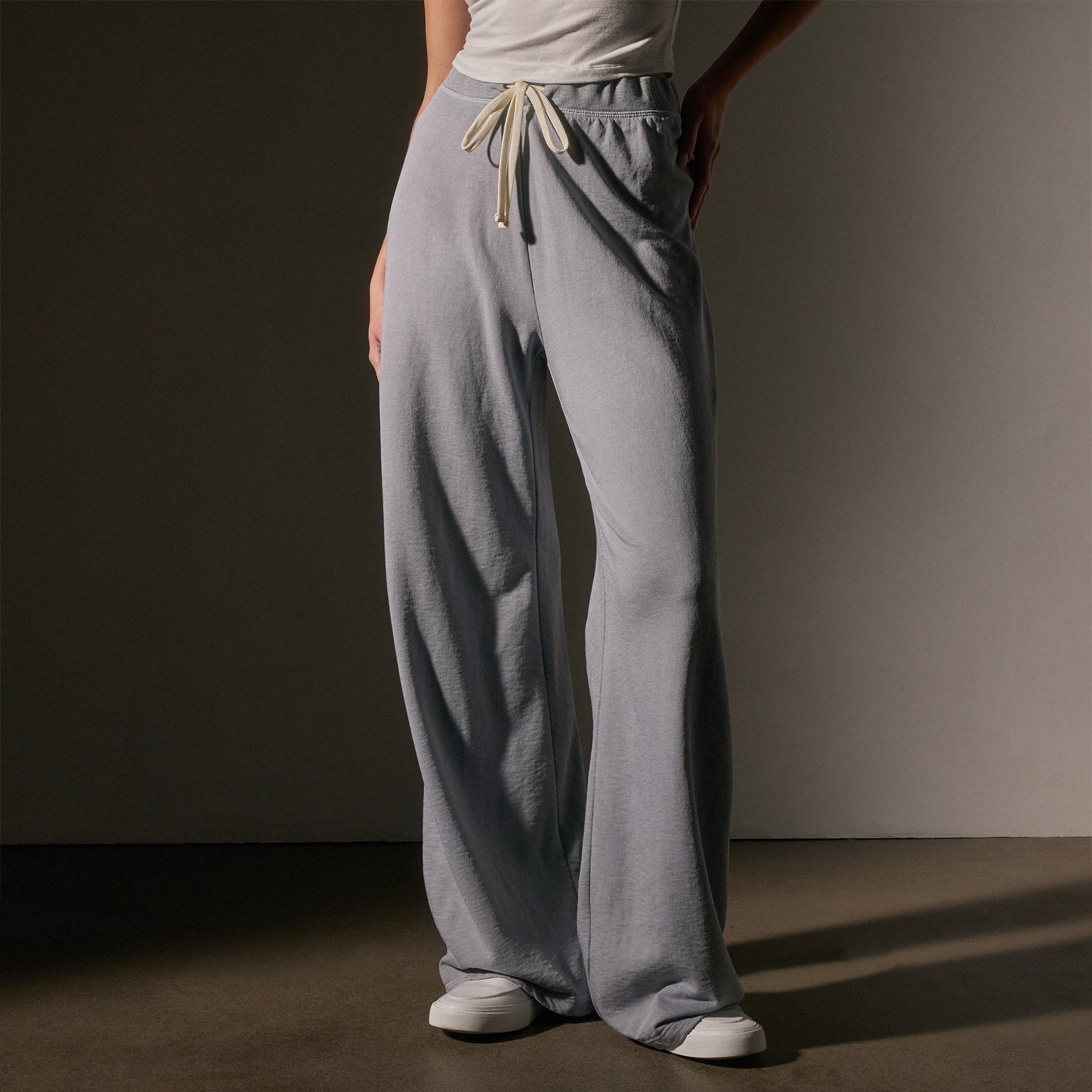 Women's High Waisted Wide Leg Sweatpants - Soft Grey Joggers for Lounge & Yoga | Comfortable Casual Pants for Home, Travel & Workout