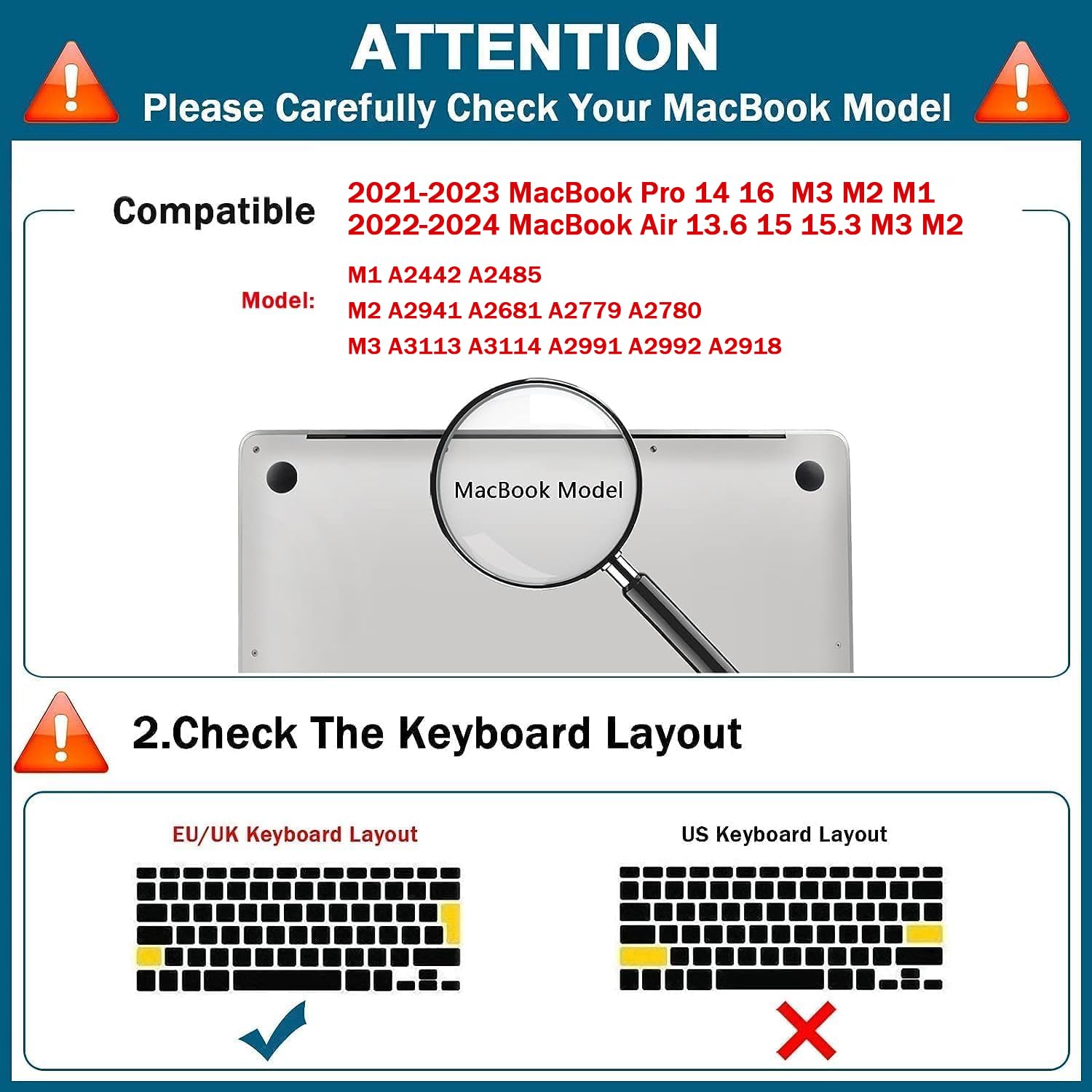 ZYB TPU Keyboard Protector for 2022-2024 MacBook Air 13.6