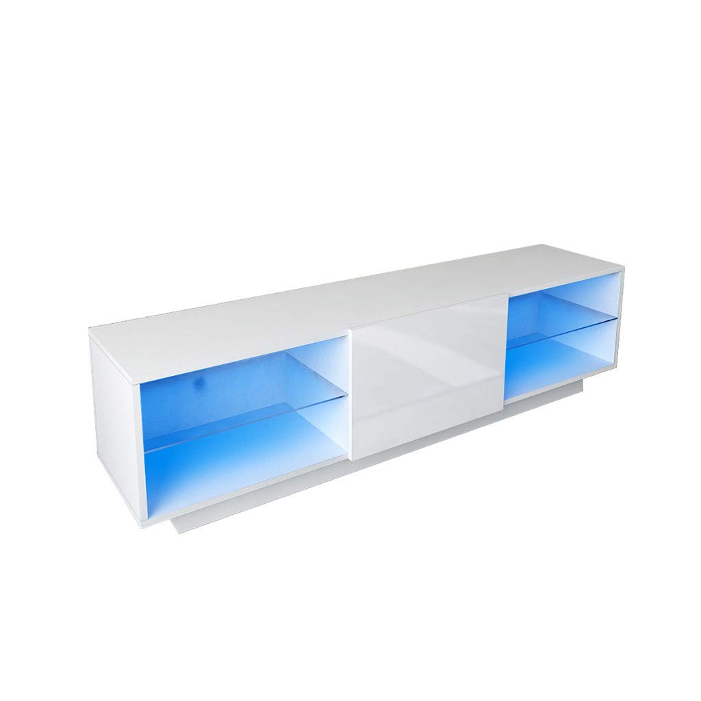 Modern Floating TV Stand with 7-Color LED Lights - High Gloss Entertainment Center for Bedroom & Living Room - Creative Furniture with Shelves (White, 521) - Perfect for Home Theater Setup & Contemporary Interior Design