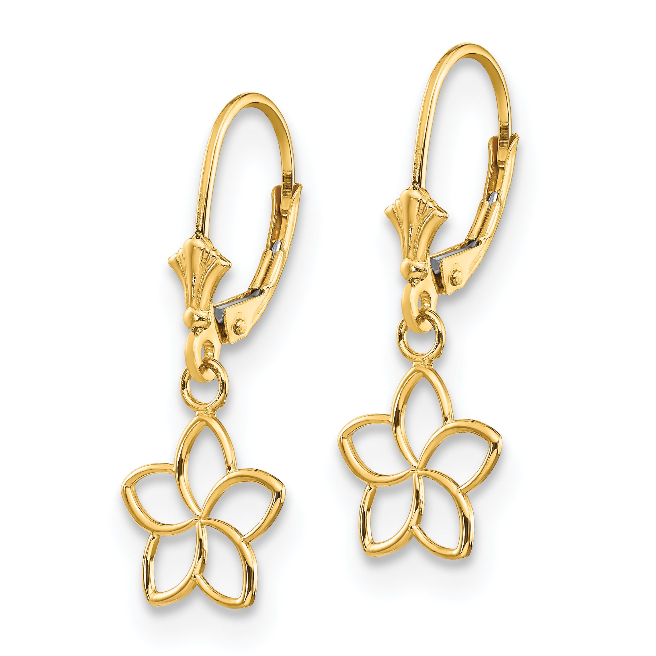 14K Solid Yellow Gold Flower Drop Dangle Earrings for Women - Elegant Floral Jewelry Gift for Birthday, Anniversary & Special Occasions