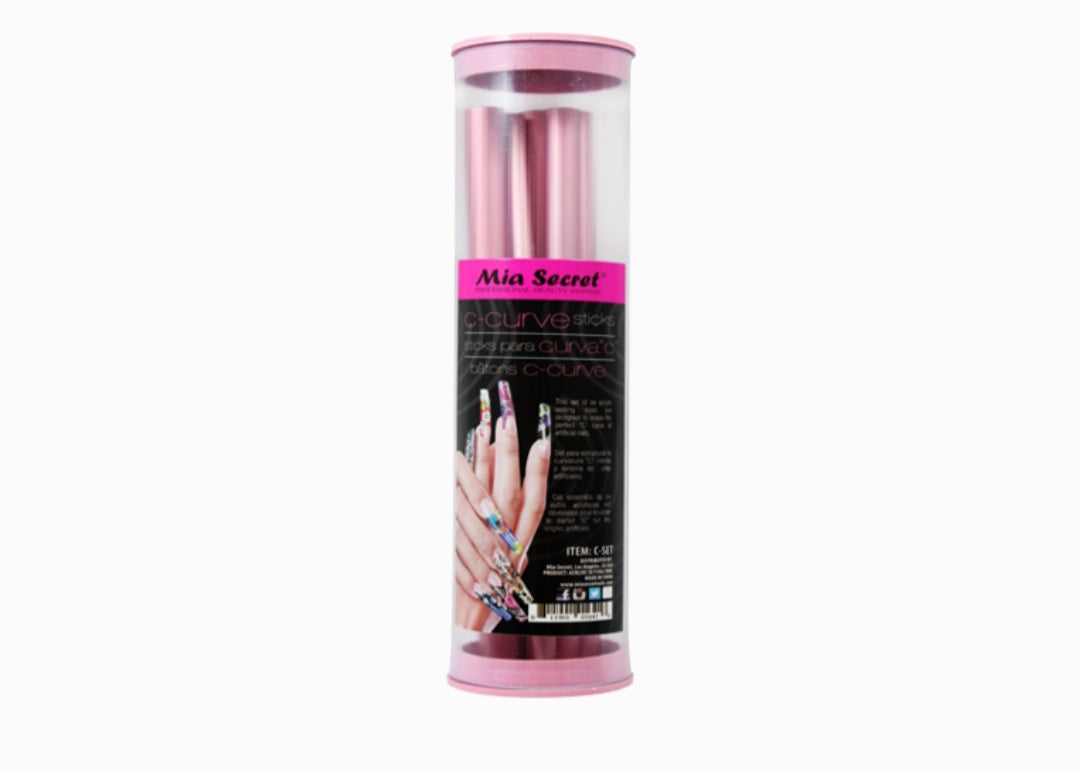 MIA SECRET Professional 6-Piece Acrylic Nail Setting Tool Kit with C Curve Sticks - Perfect for DIY Manicures, Nail Art, and Salon Quality Nail Extensions