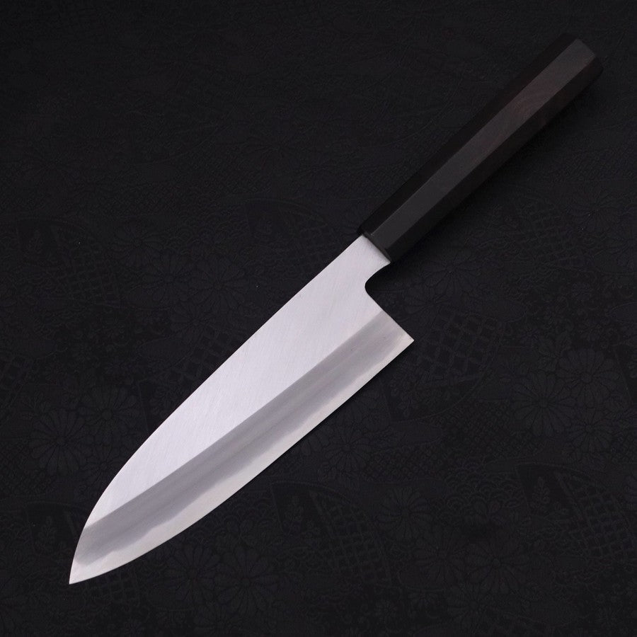 Premium Santoku Knife - White Steel #2 Kasumi Chokin Samurai New Moon with Buffalo Ebony Handle 180mm - Perfect for Sushi, Vegetables & Meat Cutting - Japanese Kitchen Essential for Chefs & Home Cooks